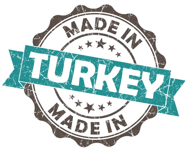 Gemaakt in Turkije turquoise grunge zegel geïsoleerd op witte achtergrond — Stockfoto