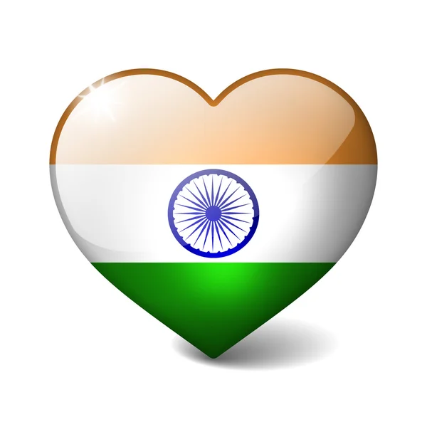 India 3d corazón de cristal con sombra realista aislado en blanco — Foto de Stock