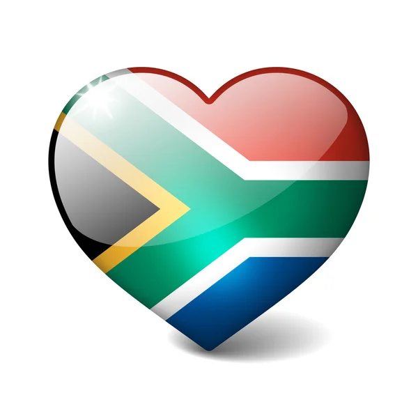 Zuid-Afrika 3d glazen hart met realistische schaduw geïsoleerd op wit — Stockfoto