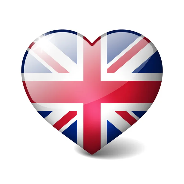 İngiltere 3d cam kalple gerçekçi gölge beyaz izole — Stok fotoğraf