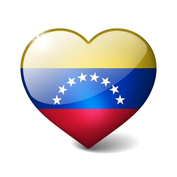 Venezuela 3d glazen hart met realistische schaduw geïsoleerd op wit — Stockfoto