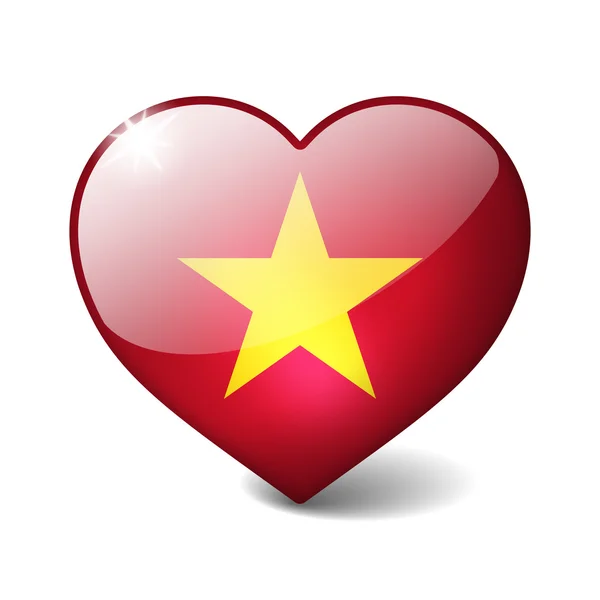 Βιετνάμ 3d γυαλί καρδιά με ρεαλιστική σκιά που απομονώνονται σε λευκό — Φωτογραφία Αρχείου
