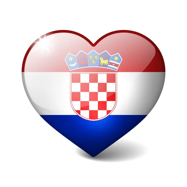 Croacia 3d corazón de cristal con sombra realista aislado en blanco —  Fotos de Stock