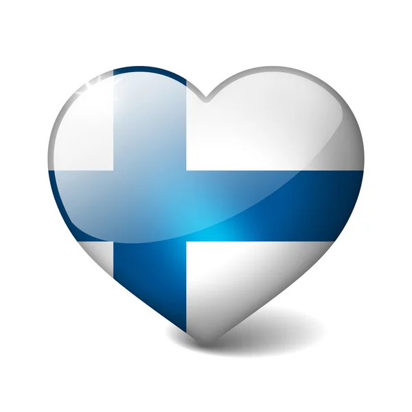 Finland 3d glass heart with realistic shadow isolated on white — Stock Photo, Image