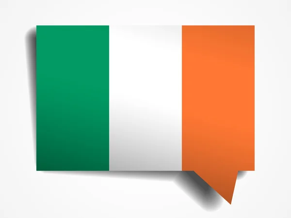 爱尔兰国旗纸 3d 现实讲话泡泡在白色背景上 — 图库矢量图片