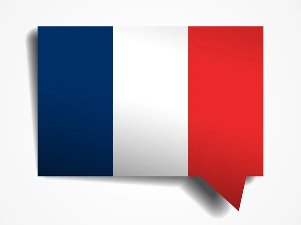 Papel de la bandera de Francia burbuja de discurso realista 3d sobre fondo blanco — Vector de stock