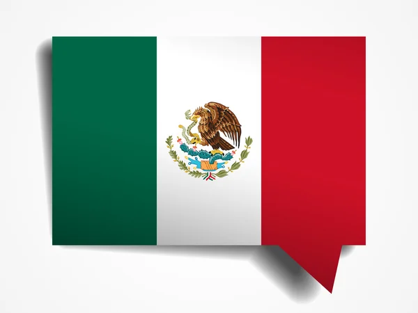 México bandeira papel 3d realista discurso bolha no fundo branco — Vetor de Stock
