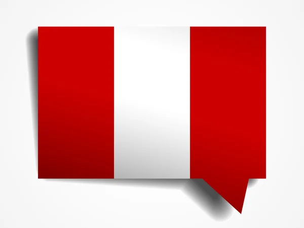 Perù bandiera carta 3d realistico discorso bolla su sfondo bianco — Vettoriale Stock