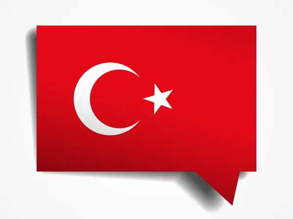 Turkey flag paper 3d realistic speech bubble on white background — Stock Vector