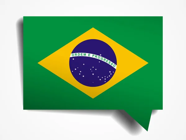 Brazil flag paper 3d realistic speech bubble on white background — Stock Vector