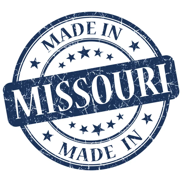 Fabriqué en Grunge ronde bleue Missouri timbre isolé — Photo