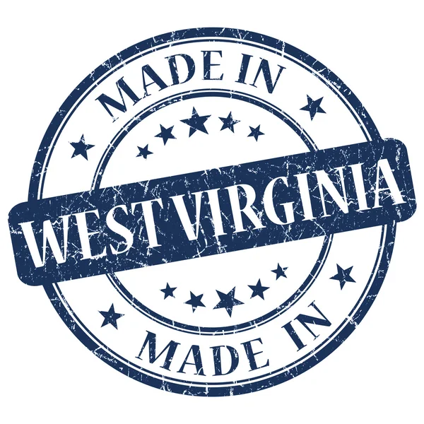 Made in west virginia blue round grunge isolierte Marke — Stockfoto