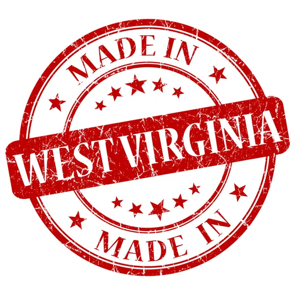 Made in West virginia rote runde Grunge isolierte Briefmarke — Stockfoto