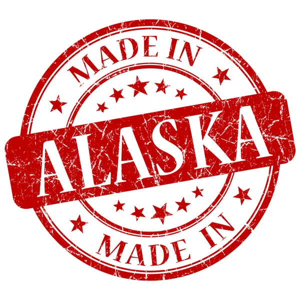 Feito no Alasca vermelho redondo grunge selo isolado — Fotografia de Stock