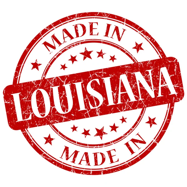 Feito em Louisiana vermelho redondo grunge selo isolado — Fotografia de Stock