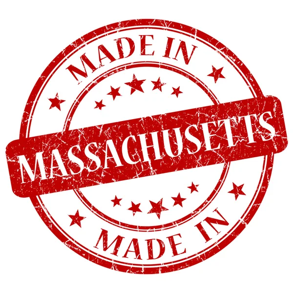 Сделанная в Массачусетсе красная круглая гранжевая марка — стоковое фото