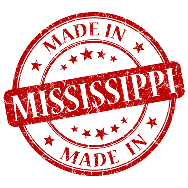 Made in Mississippi red round grunge isolated stamp — Stock Photo, Image