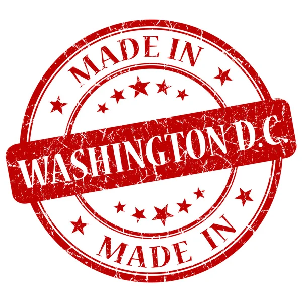 Gefertigt in Washington DC roter runder Grunge isolierter Briefmarke — Stockfoto