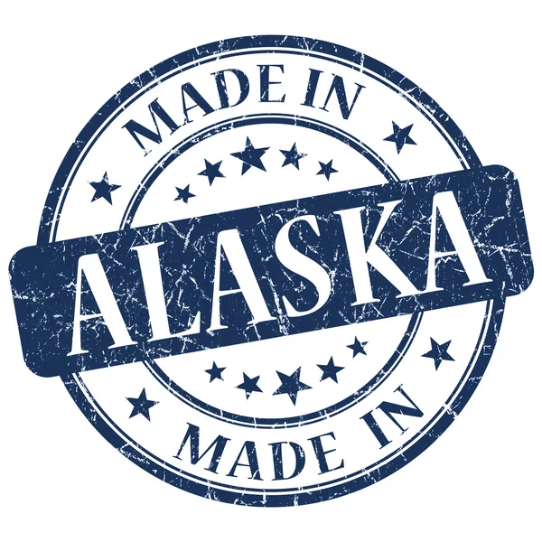 Feito no Alasca azul redondo grunge selo isolado — Fotografia de Stock