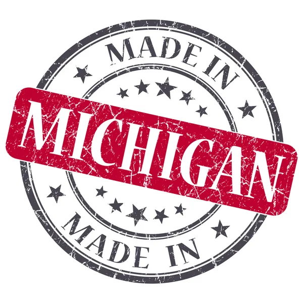 Fabriqué en Michigan grunge rond rouge timbre isolé — Photo