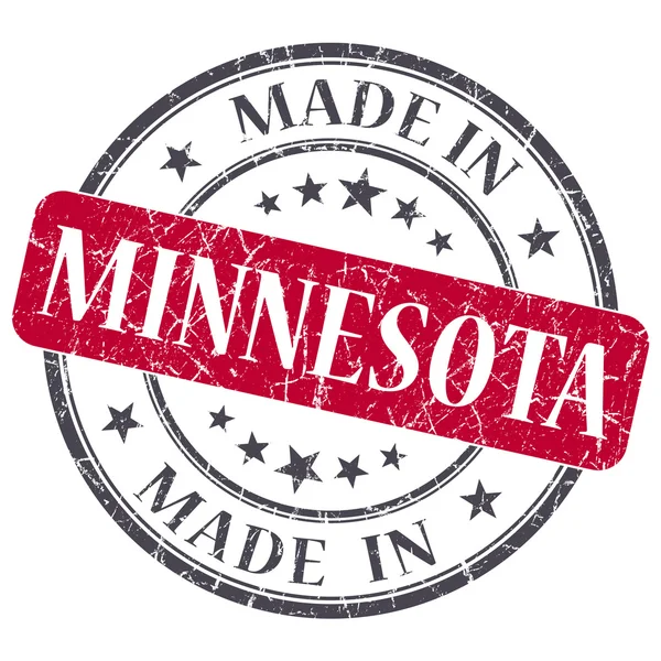 Minnesota kırmızı yuvarlak grunge izole damgalamak içinde yapılan — Stok fotoğraf
