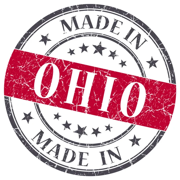 Feito em Ohio vermelho redondo grunge selo isolado — Fotografia de Stock
