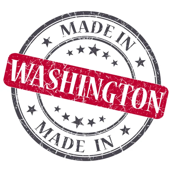 Gefertigt in Washington Red Round Grunge isolierte Briefmarke — Stockfoto