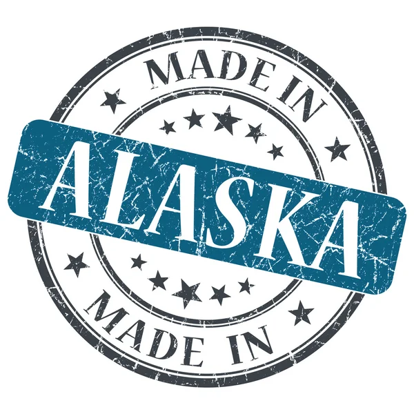 Gemaakt in alaska blauwe ronde grunge geïsoleerde stempel — Stockfoto