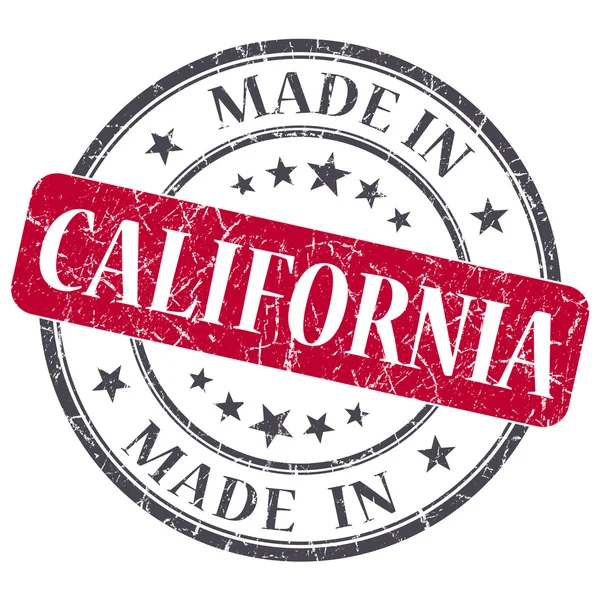 Gemaakt in Californië rode ronde grunge geïsoleerde stempel — Stockfoto