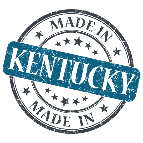 Fabriqué en Kentucky bleu rond grunge timbre isolé — Photo