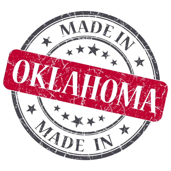 Зроблено в Оклахома червоних круглих гранж ізольованих штамп — стокове фото