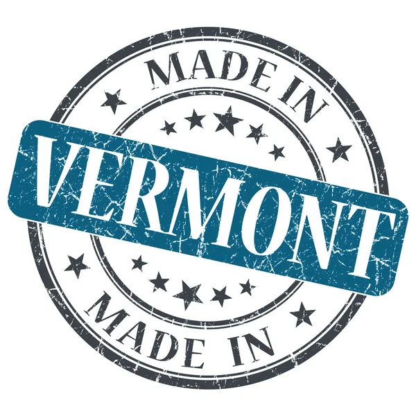Lavet i Vermont blå runde grunge isoleret stempel - Stock-foto