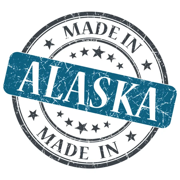 Hergestellt in alaska blue round grunge isolierter Briefmarke — Stockfoto