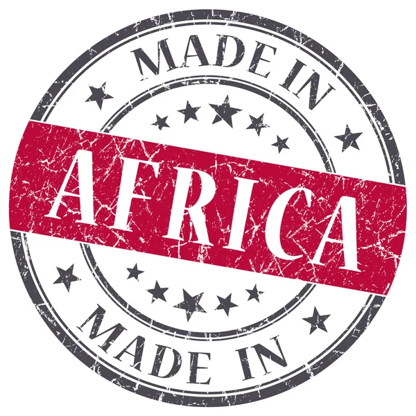 Made in Africa francobollo rotondo grunge rosso isolato su sfondo bianco — Foto Stock