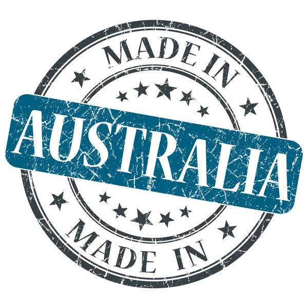 Gemaakt in Australië grunge blauwe ronde stempel geïsoleerd op witte achtergrond — Stockfoto