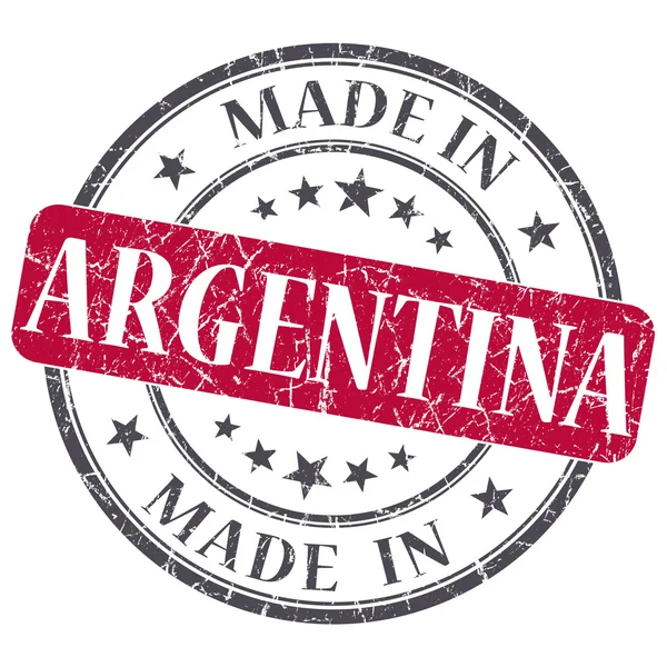在的阿根廷红 grunge 邮票孤立在白色背景 — 图库照片