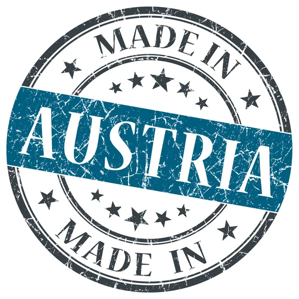 Made in Austria Blue Grunge runde Marke isoliert auf weißem Hintergrund — Stockfoto