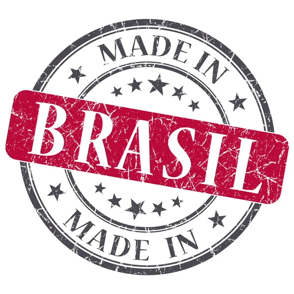 Gemaakt in brasil rode grunge stempel geïsoleerd op witte achtergrond — Stockfoto