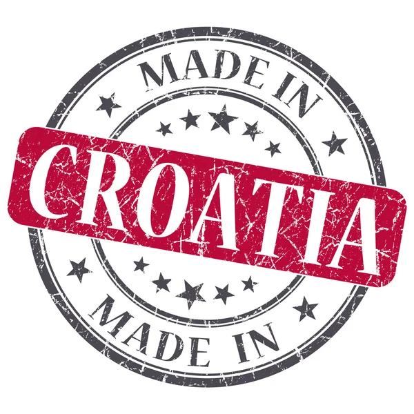 Gjort i Kroatien röda grunge stämpel isolerad på vit bakgrund — Stockfoto