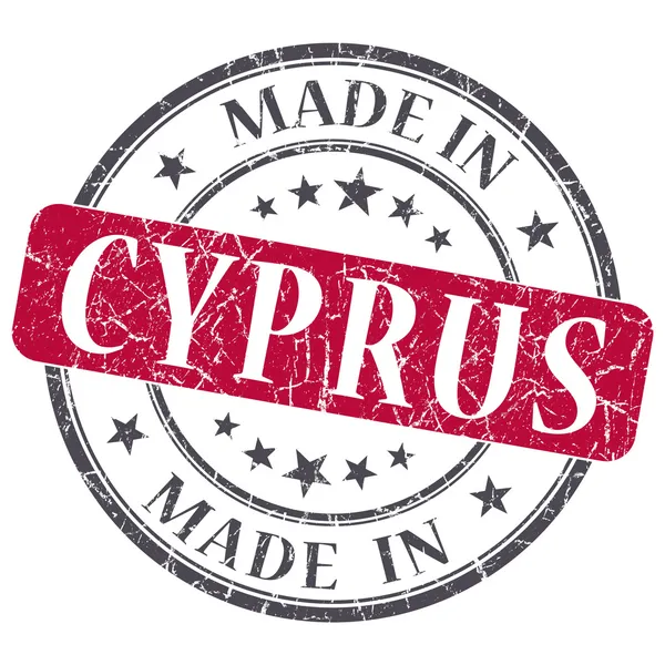 Gemaakt in cyprus rode grunge stempel geïsoleerd op witte achtergrond — Stockfoto
