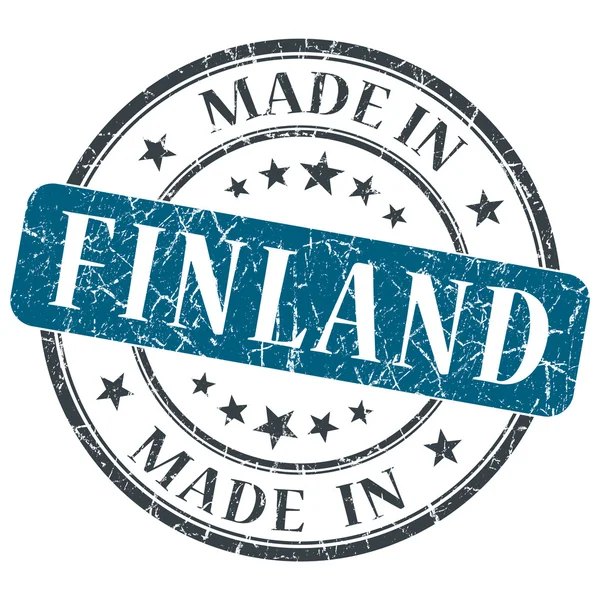 Made in finland blue grunge round stamp isoliert auf weißem Hintergrund — Stockfoto