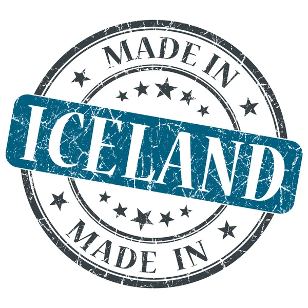 Gemaakt in IJsland blauwe grunge stempel geïsoleerd op witte achtergrond — Stockfoto
