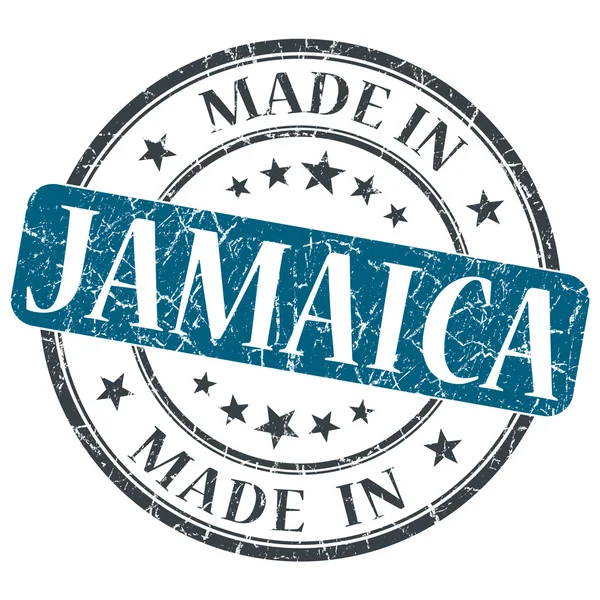 Gemaakt in jamaica blauwe grunge stempel geïsoleerd op witte achtergrond — Stockfoto