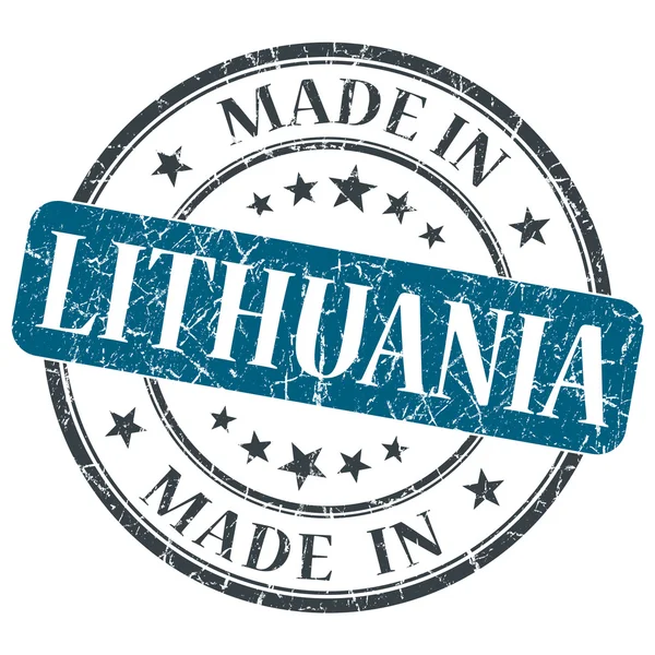 Gemaakt in Litouwen blauwe grunge stempel geïsoleerd op witte achtergrond — Stockfoto