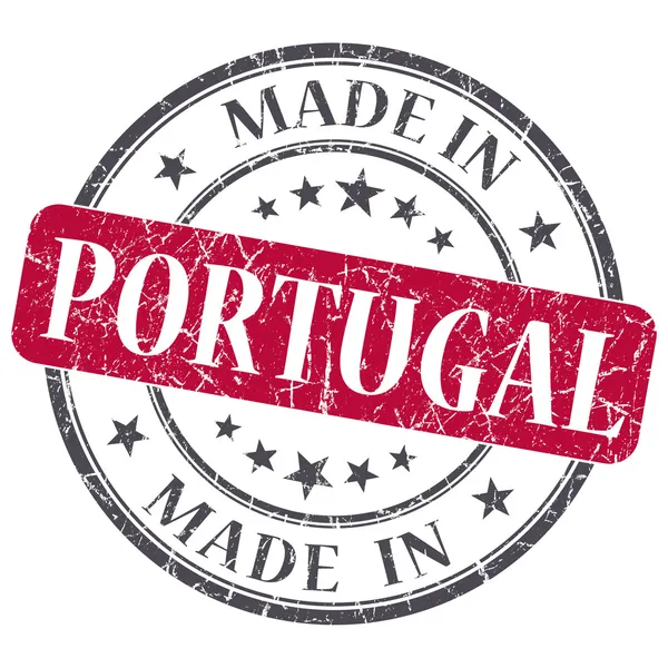 Gemaakt in portugal rode grunge ronde stempel geïsoleerd op witte achtergrond — Stockfoto