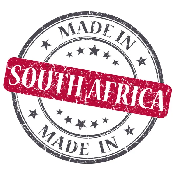 Made in SUD AFRICA timbro grunge rosso isolato su fondo bianco — Foto Stock