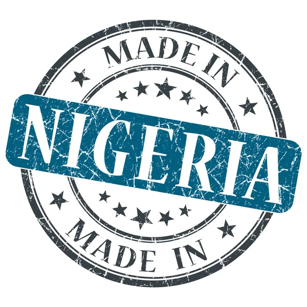 Made in nigeria blue grunge stamp isoliert auf weißem Hintergrund — Stockfoto