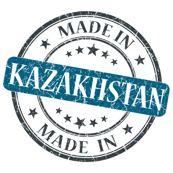 Gemaakt in Kazachstan blauwe grunge stempel geïsoleerd op witte achtergrond — Stockfoto
