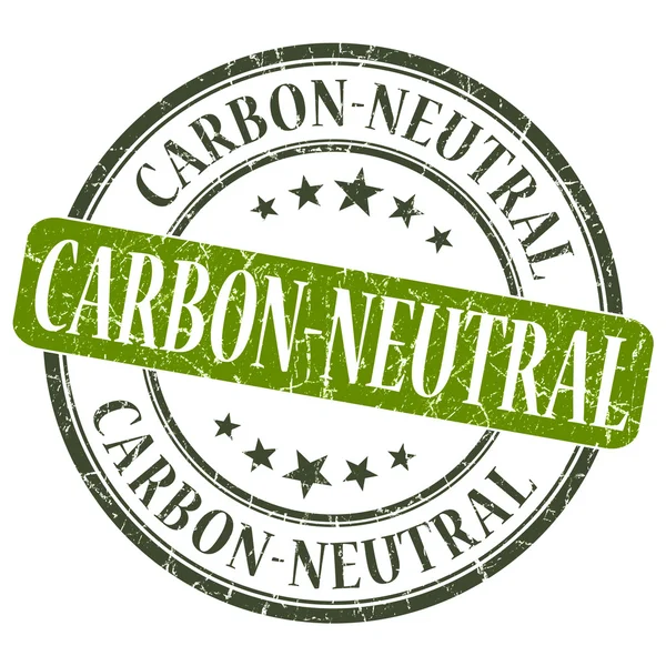 Carbonio neutro grunge verde timbro rotondo su sfondo bianco — Foto Stock