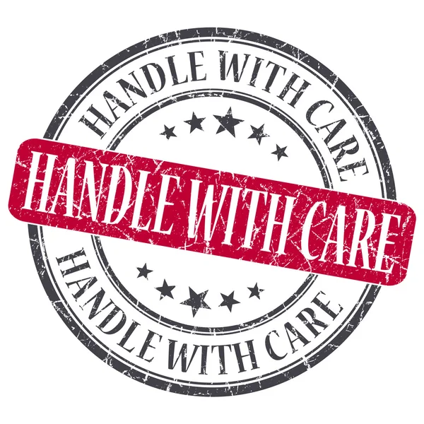 Handle With Care red grunge round stamp on white background — Stock Photo, Image